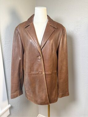 Vintage Y2K Juliet Michelle Genuine Leather Blazer Jacket Brown XL